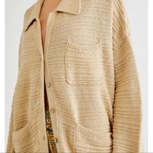 Free People Beach Day Dreaming Button up Cardigan Sz Medium, 100% Cotton Boho